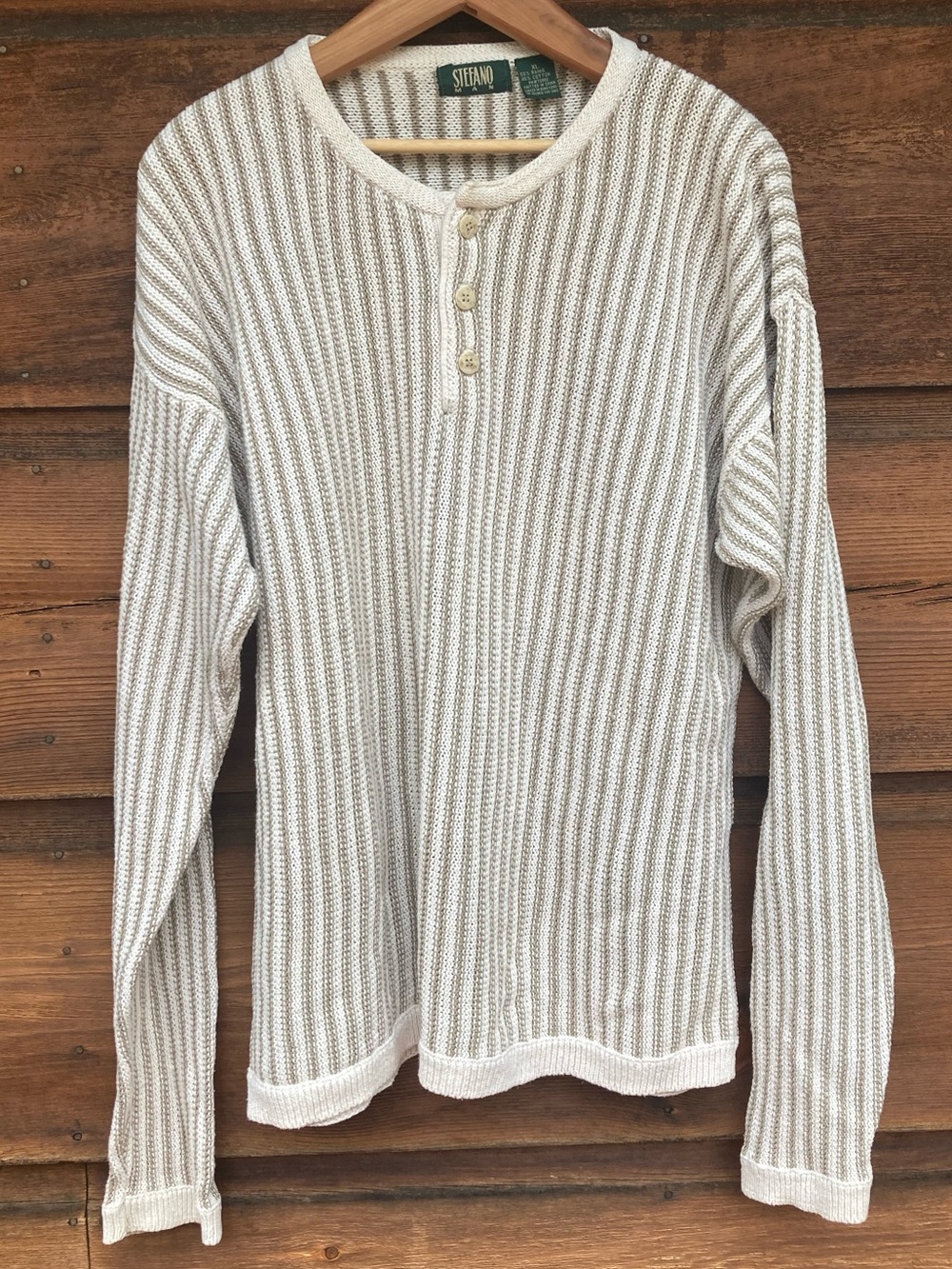 Vintage Ramie & Cotton Crewneck Henley Sweater